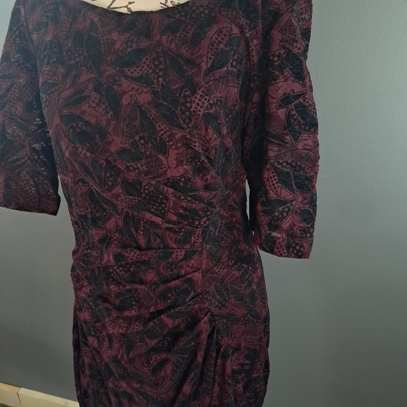 Anthropologie MAEVE Elorn Lace Dress Red Maroon With Black Lace Size 12 - Picture 3 of 7